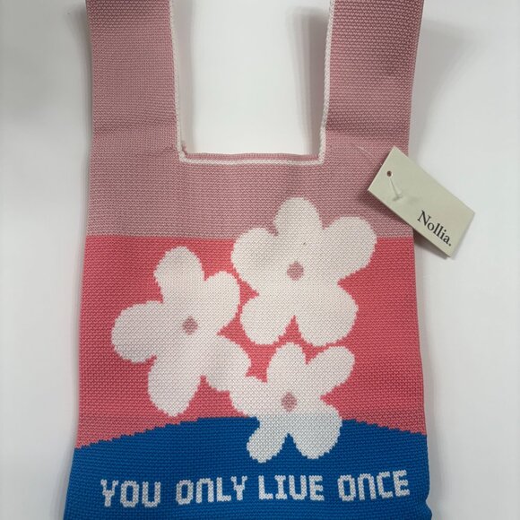 YOLO Mini Tote Bag - You Only Live Once - Pink/Blue/White - NWT - Picture 6 of 9